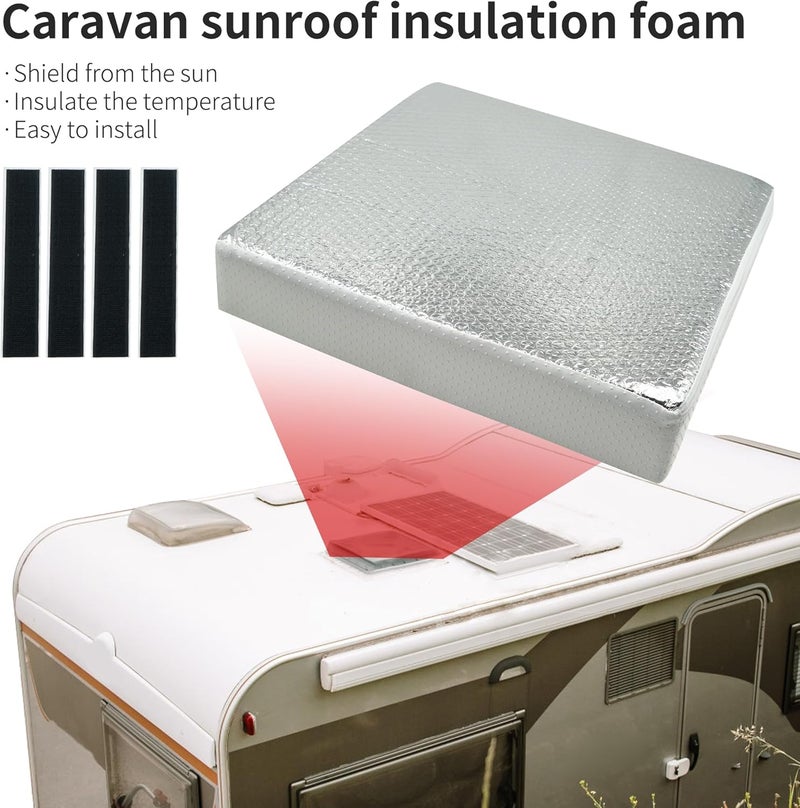 EDIETH 14"x14"x3" RV Vent Insulator (2-Pack) - Dual Reflective Skylight Covers for Camper, Energy-Saving Thermal Insulation, Fits 14x14 Inch RV/Caravan Sunroof Vents - Image 5